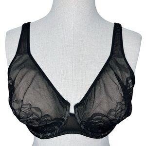 Wacoal Stark Beauty Underwire Bra sz 34DD * Black Beige Sand Full Figure Mesh